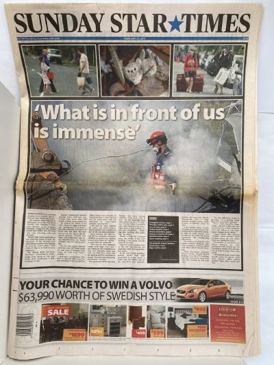 OLD NEWSPAPER: Sunday Star Times. 27 February 2011 - Christchurch Earthquake