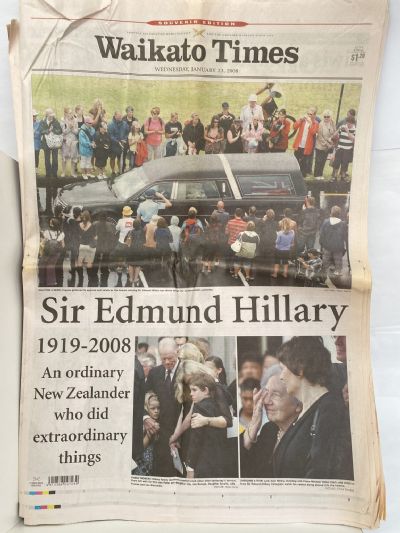 OLD NEWSPAPER: Waikato Times - Sir Edmund Hillary Funeral 2008