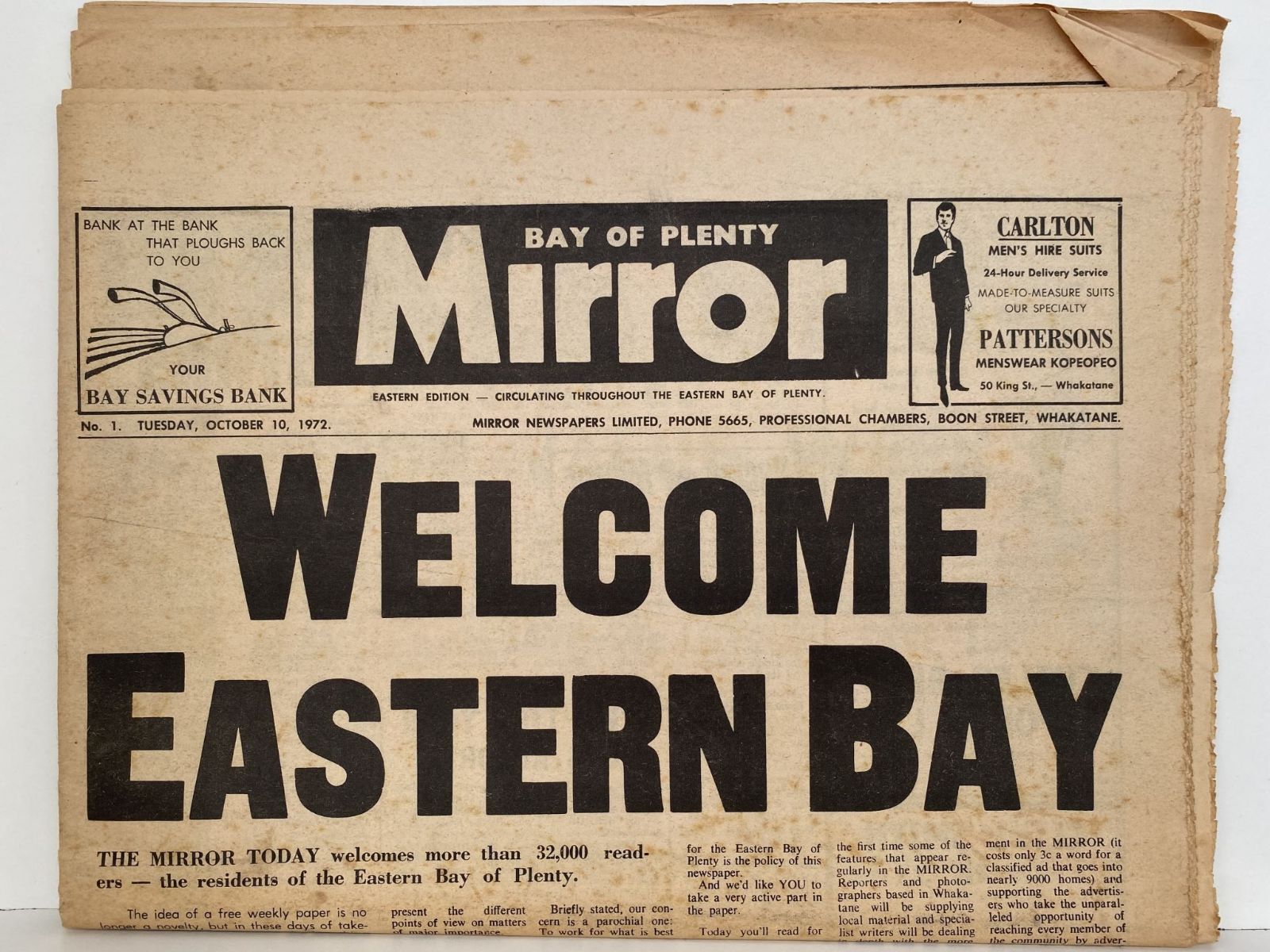 OLD NEWSPAPER: Bay of Plenty Mirror, Eastern Bay of Plenty, 10 October 1972