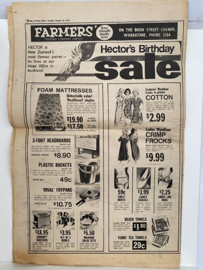 OLD NEWSPAPER: Bay of Plenty Mirror, Eastern Bay of Plenty, 10 October 1972