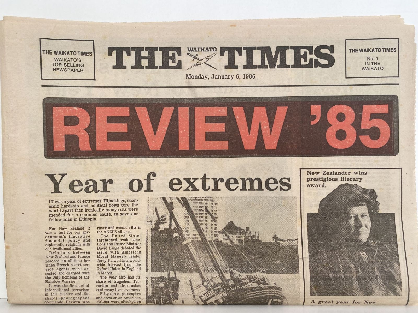 OLD NEWSPAPER: Waikato Times, 6 January 1986 - Review 1985