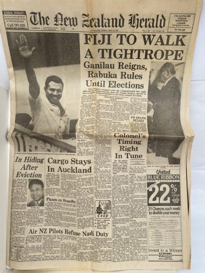 OLD NEWSPAPER: The New Zealand Herald, 22 May 1987 - Fiji Coup