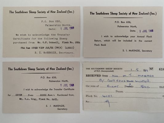 OLD RECEIPTS: The Southdown Sheep Society of New Zealand 1968 