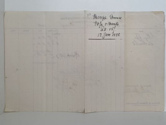 ANTIQUE PAY SHEET: Port Chalmers Corporation 1886