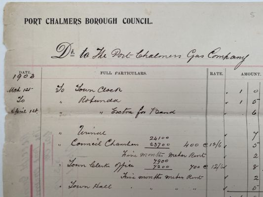 ANTIQUE INVOICE / RECEIPT: Port Chalmers Borough Council 1903 