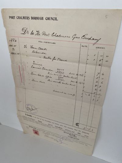 ANTIQUE INVOICE / RECEIPT: Port Chalmers Borough Council 1903