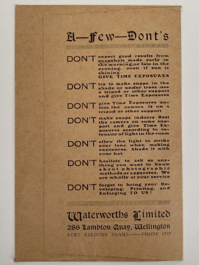 OLD PHOTO / NEGATIVE WALLET: Waterworks Ltd, Wellington