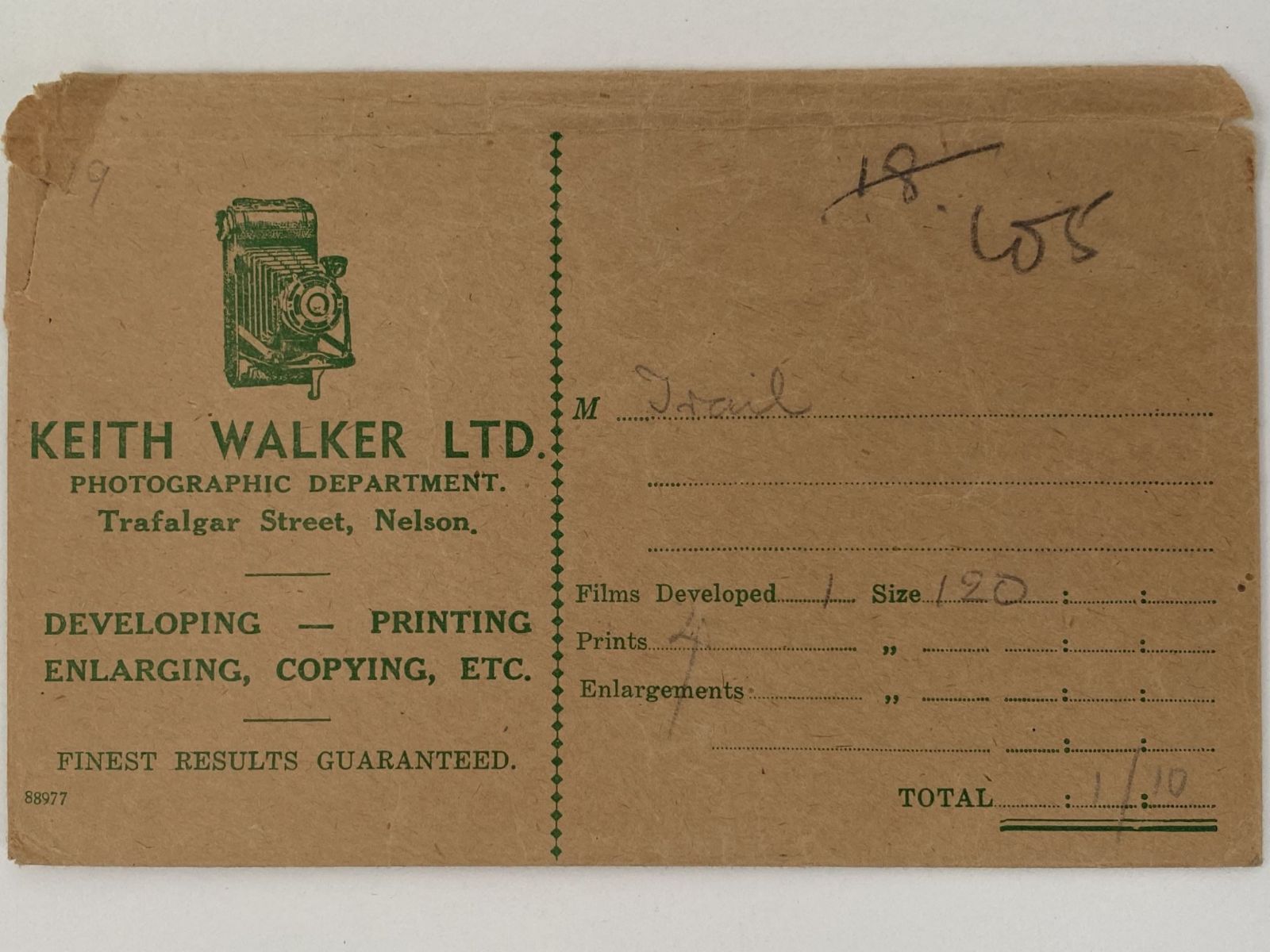 OLD PHOTO / NEGATIVE WALLET: Keith Walker Ltd, Nelson