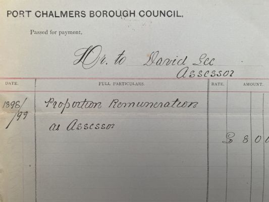 ANTIQUE INVOICE / RECEIPT: Port Chalmers Borough Council 1898 