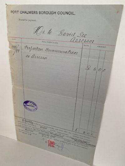 ANTIQUE INVOICE / RECEIPT: Port Chalmers Borough Council 1898