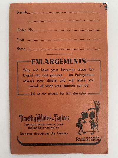 OLD PHOTO / NEGATIVE WALLET: Timothy Whites & Taylors, Chemists 1920s / 1930s