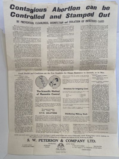 OLD ADVERTISING: S.W. Peterson & Co. Ltd - Abortion control for animals