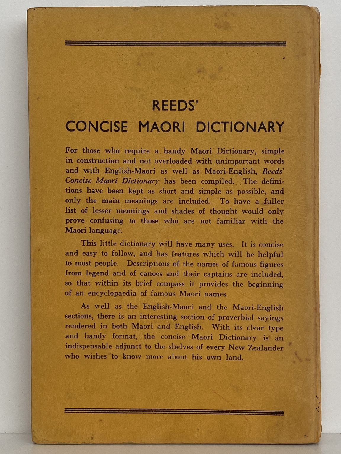 REEDS' CONCISE MAORI DICTIONARY with Proverbial Sayings