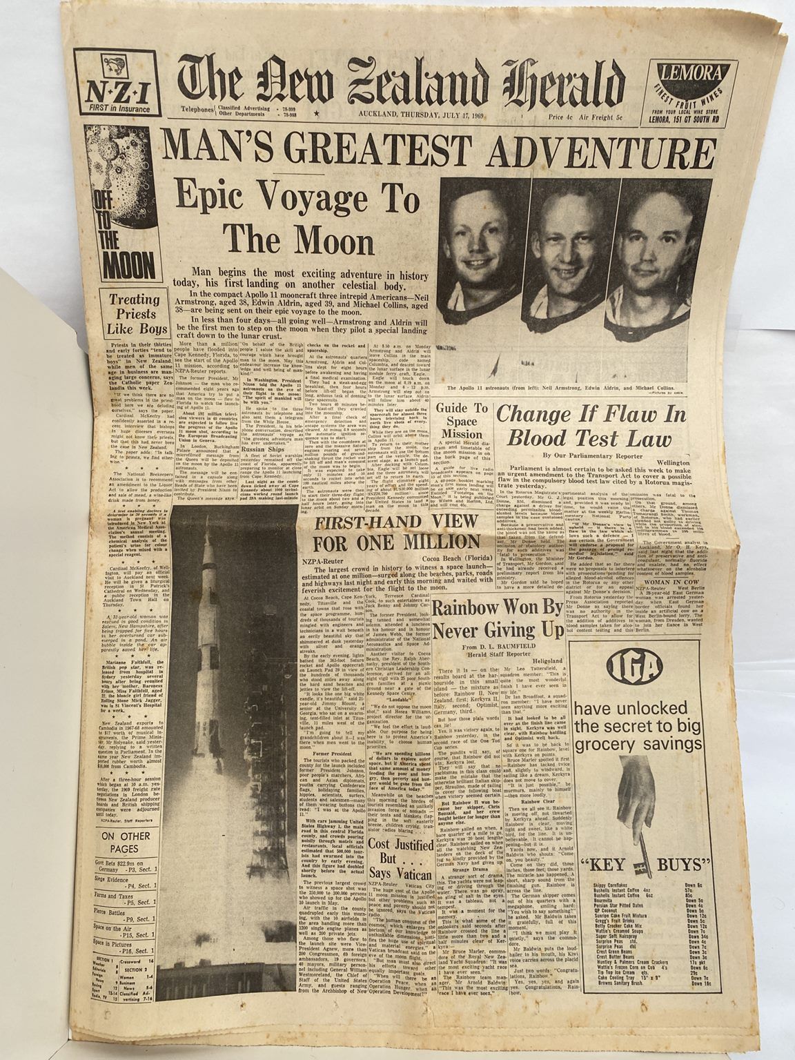 OLD NEWSPAPER: The New Zealand Herald, 17 July 1969 - Moon Landing Special