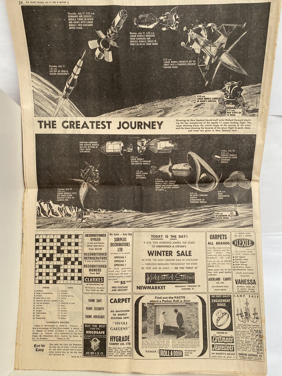 OLD NEWSPAPER: The New Zealand Herald, 17 July 1969 - Moon Landing Special