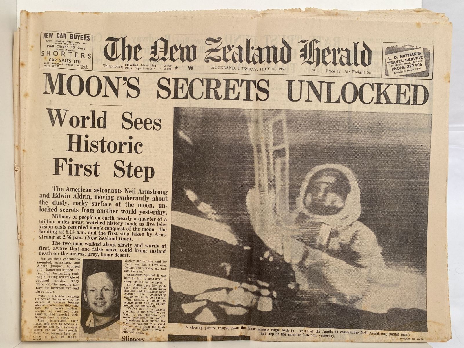 OLD NEWSPAPER: The New Zealand Herald, 22 July 1969 - Moon Landing Special
