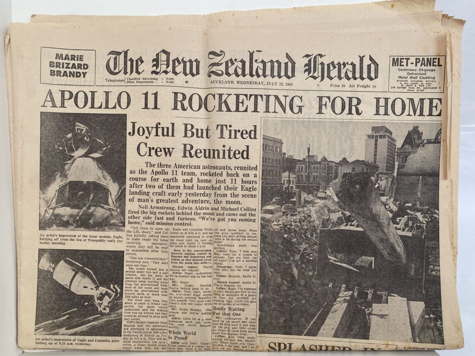 OLD NEWSPAPER: The New Zealand Herald, 23 July 1969 - Moon Landing Special