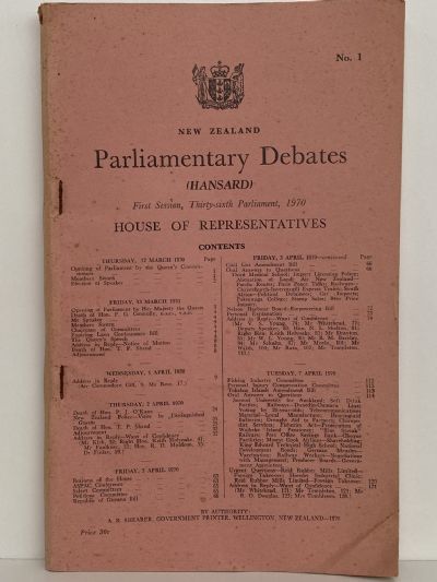 New Zealand PARLIAMENTARY DEBATES of HOUSE of REPRESENTATIVES 1970