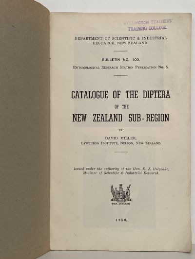 CATALOUGE of the DIPTERA of NEW ZEALAND