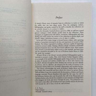 WOMEN'S WORDS: Guide to Manuscripts & Archives in the Alexander Turnbull Library