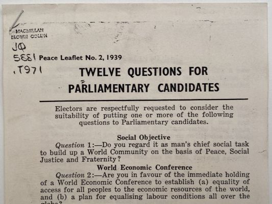 OLD DOCUMENT: Peace Leaflet No. 2 1939 