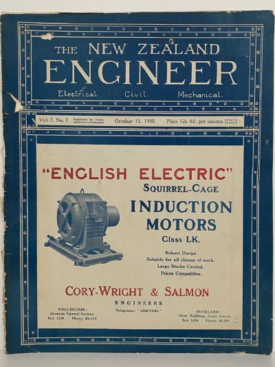 OLD MAGAZINE: The New Zealand Engineer Vol. 7, No. 7 - 15 October 1930 