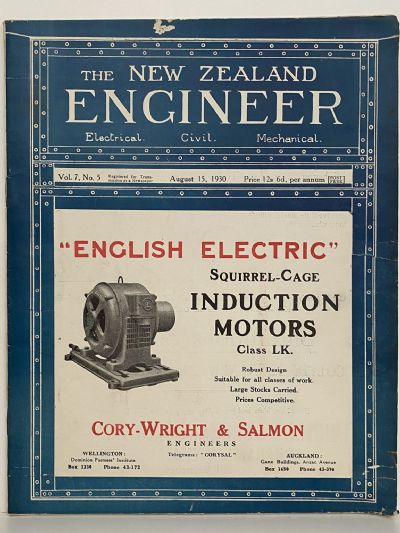OLD MAGAZINE: The New Zealand Engineer Vol. 7, No. 5 - 15 August 1930 