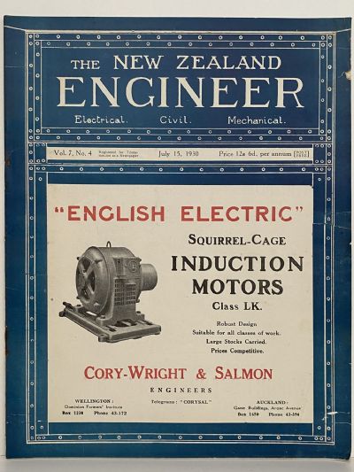 OLD MAGAZINE: The New Zealand Engineer Vol. 7, No. 4 - 15 July 1930 