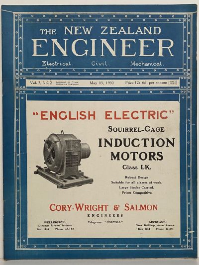 OLD MAGAZINE: The New Zealand Engineer Vol. 7, No. 2 - 15 May 1930 