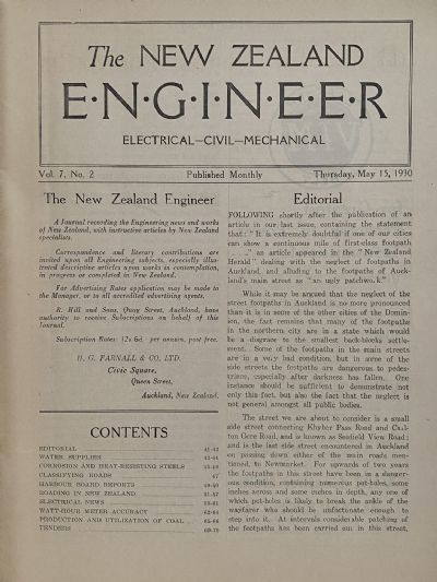 OLD MAGAZINE: The New Zealand Engineer Vol. 7, No. 2 - 15 May 1930