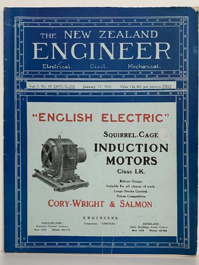 OLD MAGAZINE: The New Zealand Engineer Vol. 7, No. 10 - 15 January 1931 