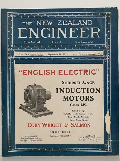 OLD MAGAZINE: The New Zealand Engineer Vol. 6, No. 6 - 16 September 1929 