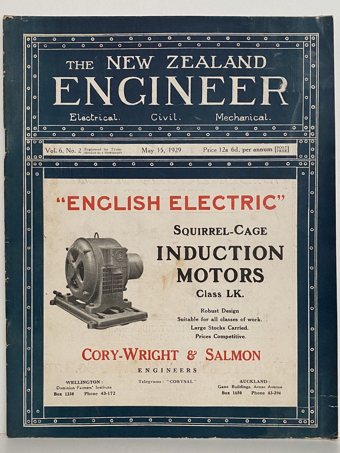 OLD MAGAZINE: The New Zealand Engineer Vol. 6, No. 2 - 15 May 1929