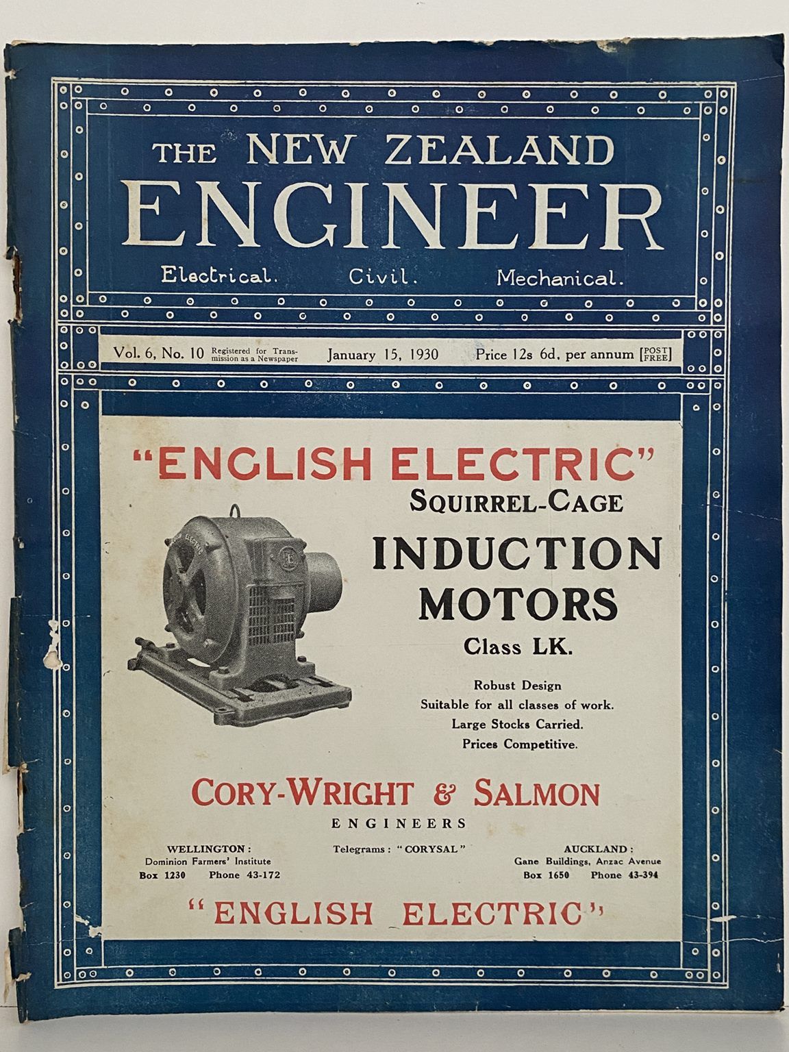 OLD MAGAZINE: The New Zealand Engineer Vol. 6, No. 10 - 15 January 1930