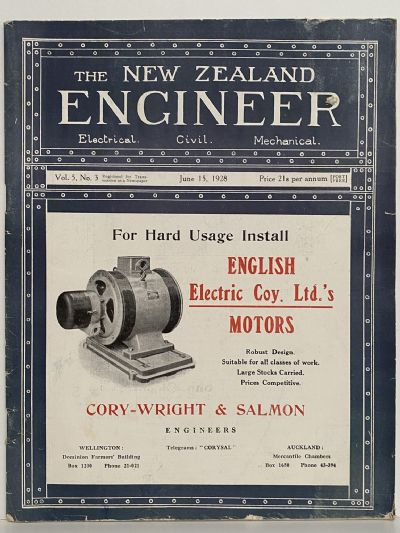 OLD MAGAZINE: The New Zealand Engineer Vol. 5, No. 3 - 15 June 1928 