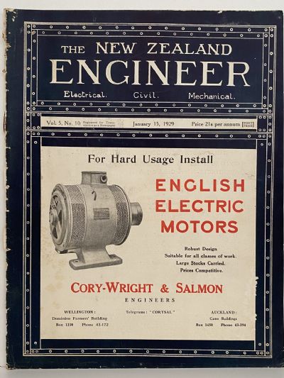 OLD MAGAZINE: The New Zealand Engineer Vol. 5, No. 10 - 15 January 1929 
