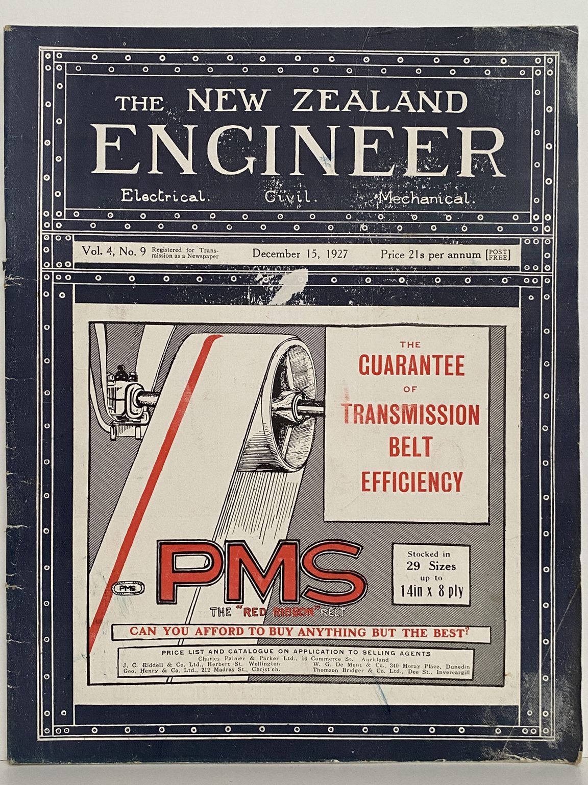 OLD MAGAZINE: The New Zealand Engineer Vol. 4, No. 9 - 15 December 1927