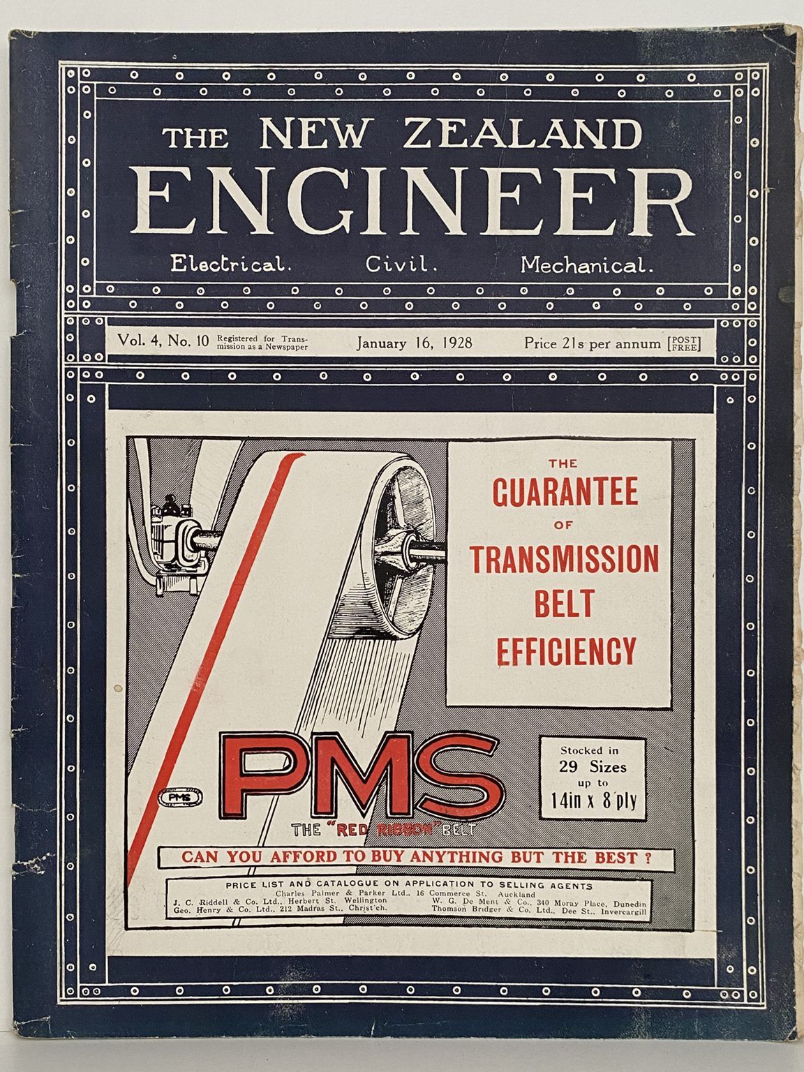 OLD MAGAZINE: The New Zealand Engineer Vol. 4, No. 10 - 16 January 1928