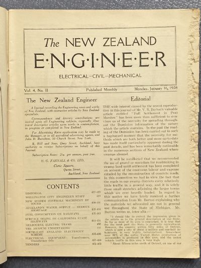OLD MAGAZINE: The New Zealand Engineer Vol. 4, No. 10 - 16 January 1928