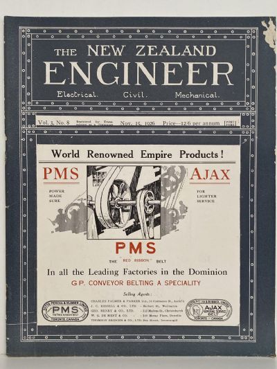 OLD MAGAZINE: The New Zealand Engineer Vol. 3, No. 8 - 15 November 1926