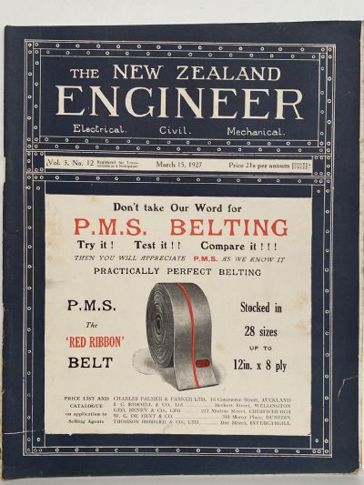 OLD MAGAZINE: The New Zealand Engineer Vol. 3, No. 12 - 15 March 1927 