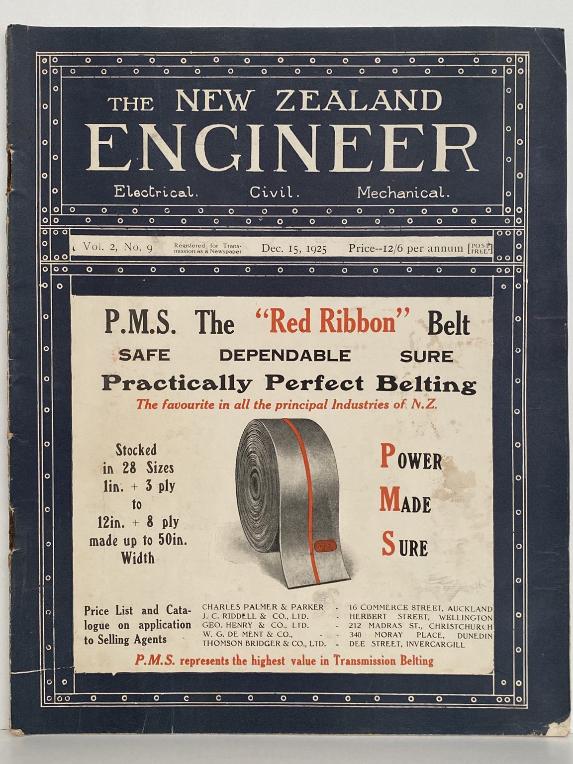 OLD MAGAZINE: The New Zealand Engineer Vol. 2, No. 9 - 15 December 1925