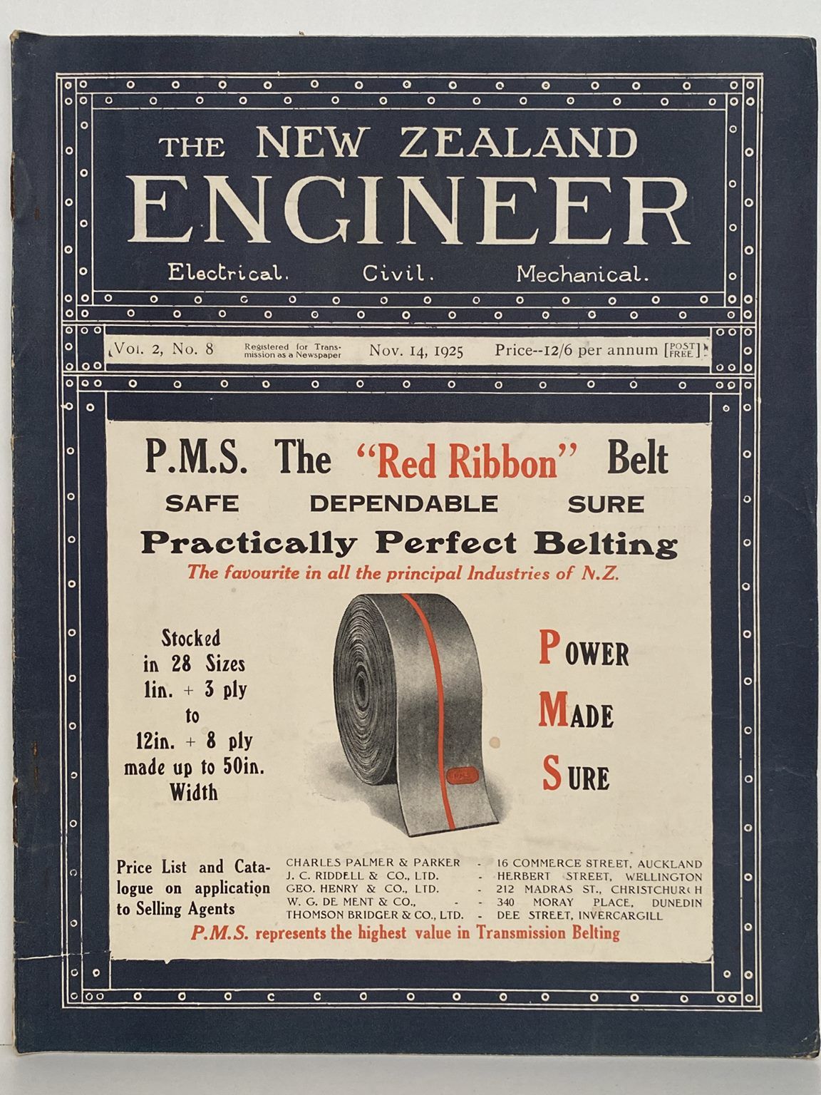OLD MAGAZINE: The New Zealand Engineer Vol. 2, No. 8 - 14 November 1925