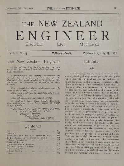 OLD MAGAZINE: The New Zealand Engineer Vol. 2, No. 4 - 15 July 1925