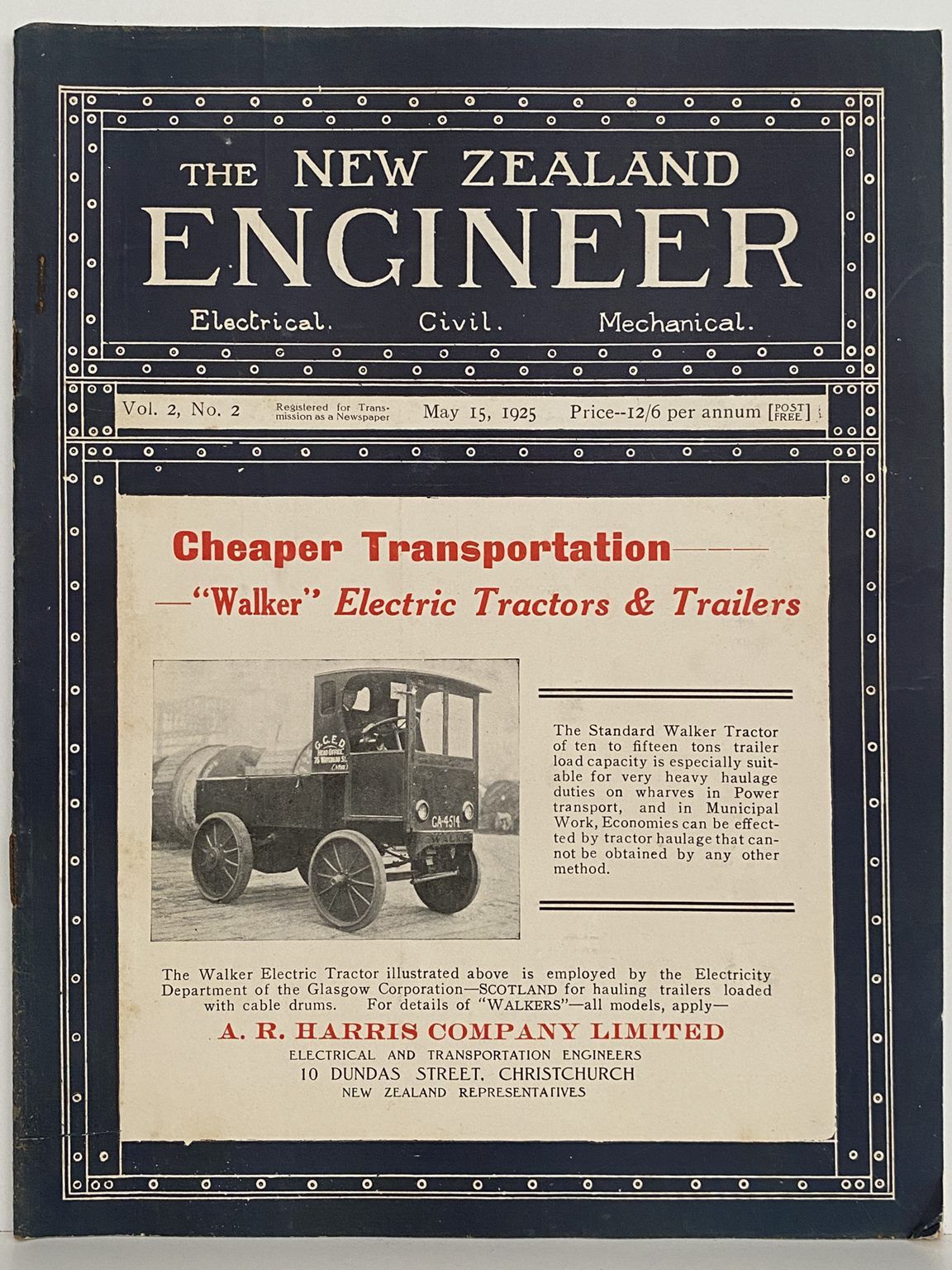 OLD MAGAZINE: The New Zealand Engineer Vol. 2, No. 2 - 15 May 1925