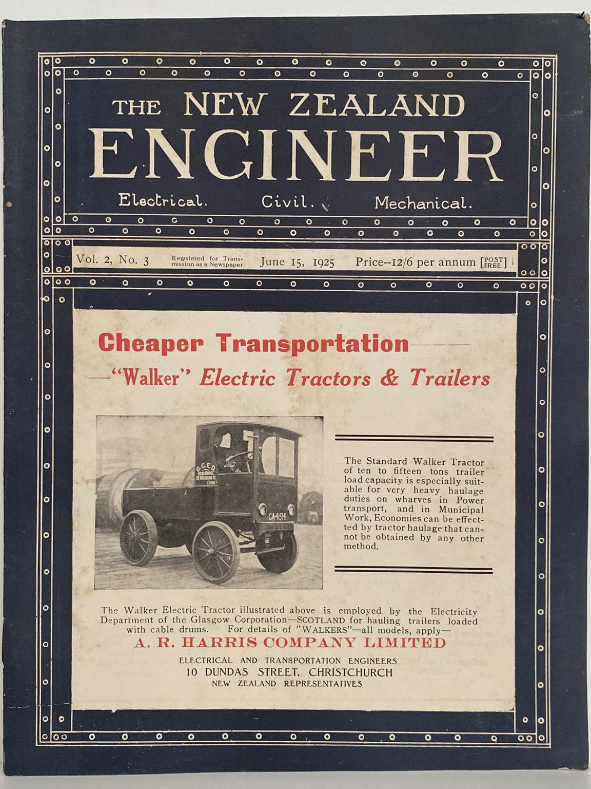 OLD MAGAZINE: The New Zealand Engineer Vol. 2, No. 3 - 15 June 1925