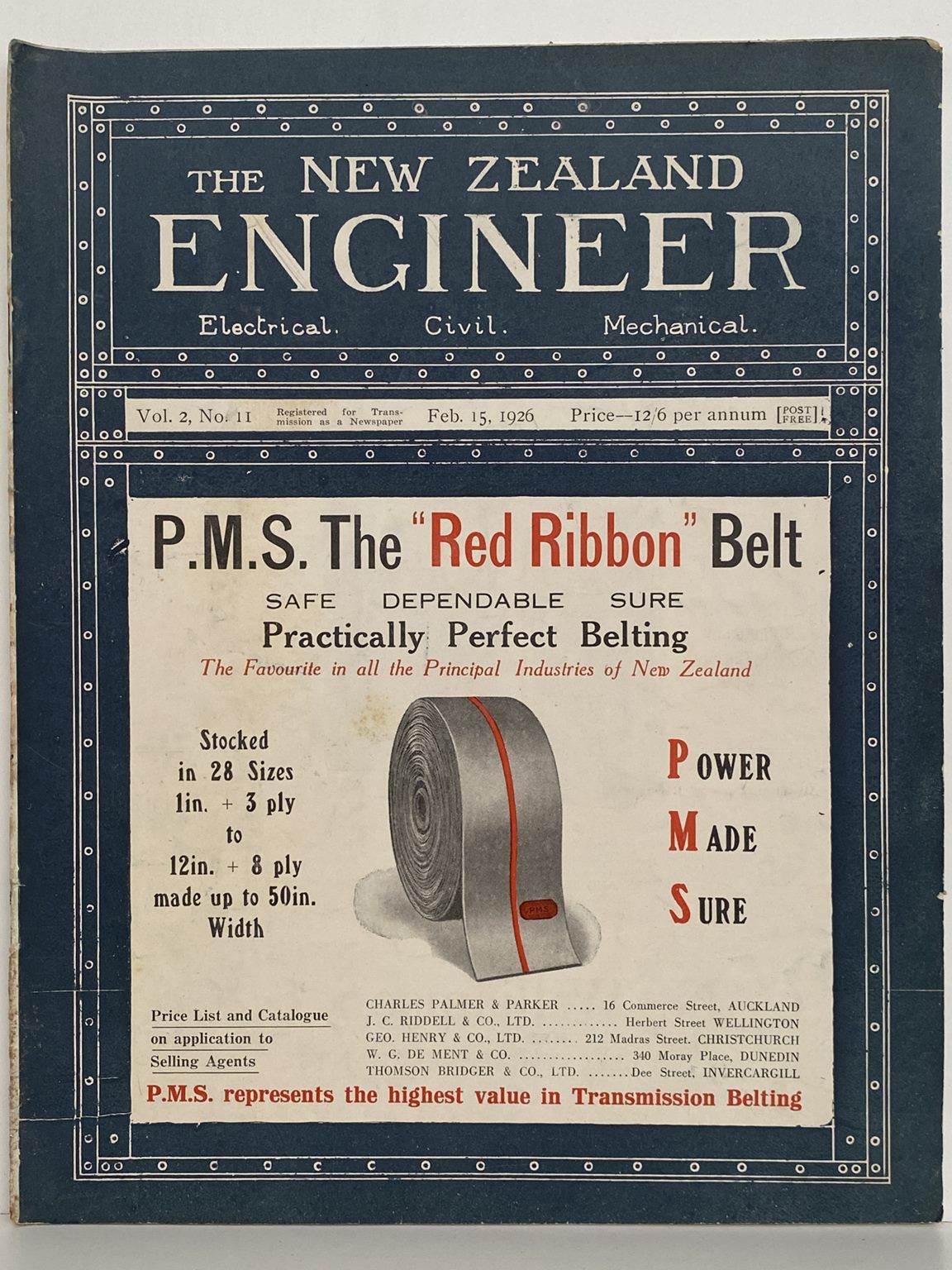 OLD MAGAZINE: The New Zealand Engineer Vol. 2, No. 11 - 15 February 1926