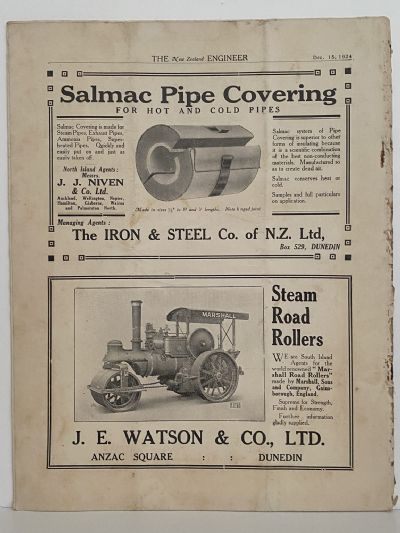 OLD MAGAZINE: The New Zealand Engineer Vol. 1, No. 9 - 15 December 1924