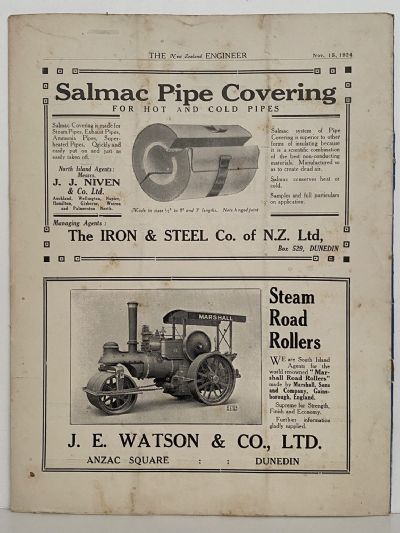 OLD MAGAZINE: The New Zealand Engineer Vol. 1, No. 8 - 15 November 1924