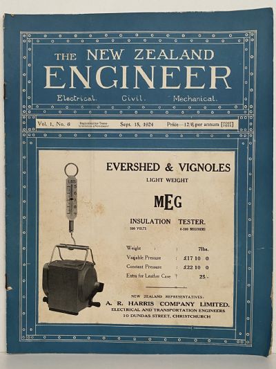 OLD MAGAZINE: The New Zealand Engineer Vol. 1, No. 6 - 15 September 1924